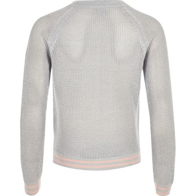 Girls grey sequin knit jumper